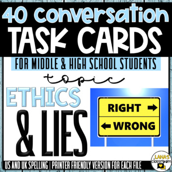 Preview of Conversation Starter Cards | Ethics and Lies | Social Skills for Middle&High