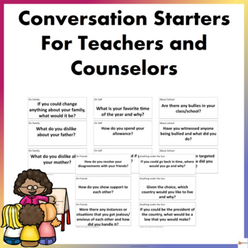 Preview of Conversation Starters For Teachers and Counselors (For Middle School Students)