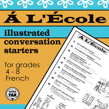 French Conversation Starters A L Ecole At School By Madame Yak