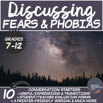 Preview of Conversation Starters Package on Fears and Phobias