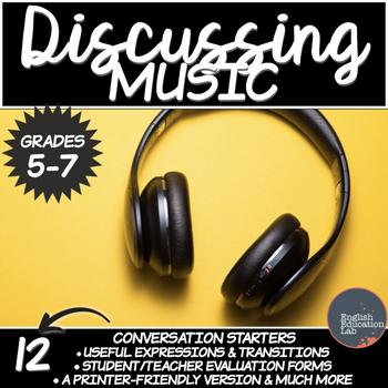 Preview of Conversation Starters Package on Music- Middle School