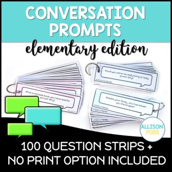 Preview of Conversation Starters Speech Therapy ELEMENTARY Printable & Digital Ice Breakers