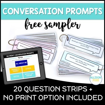 Preview of Conversation Starters Social Skills FREE SAMPLER | Digital and Print