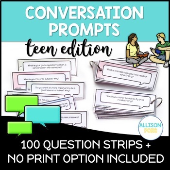 Preview of Conversation Starters Speech Therapy TEEN Printable and Digital Ice Breakers