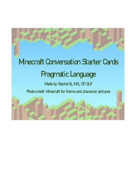 Preview of Conversation Starters with Minecraft Character Pictures - Pragmatic Language