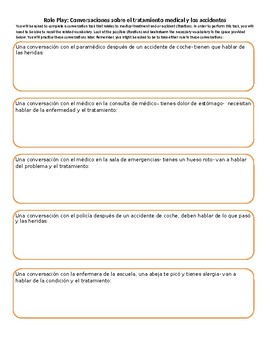 Preview of Conversation Tasks Medical Treatment, Health: Role Play, Speaking Oral Practice