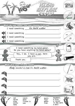 Preview of Conversation Worksheet "I need something to..."