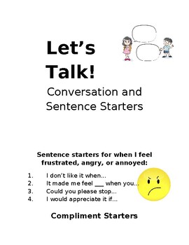 Preview of Conversation and Sentence Starters