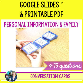 Preview of Conversation cards - Personal Information & Family - Google Slides™ & PDF