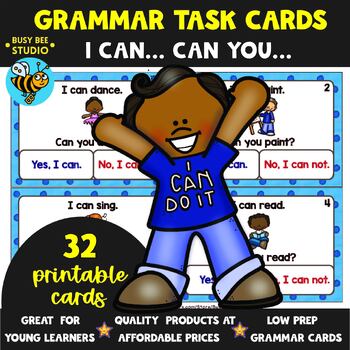 Preview of ESL Grammar Task Cards: I can... Can you?