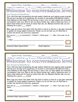Preview of Conversational Level Articulation Homework Half Sheet FREEBIE!