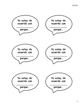 Preview of Conversational Starter Speech Bubbles in Spanish