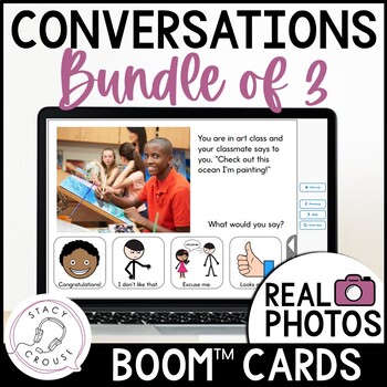 Preview of Social Scenarios Speech Therapy Conversation Skill Turn-Taking Boom Cards BUNDLE