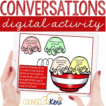 Preview of Conversations Social Skills Digital Activity for Elementary School Counseling