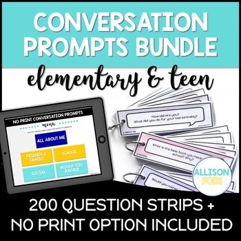 Preview of Conversation Starters BUNDLE Speech Therapy Printable and Digital Ice Breakers