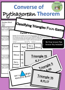 Preview of Converse of Pythagorean Theorem Partner Game