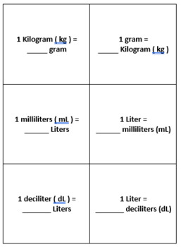 Preview of Conversion Flash Cards (Metric prefixes, metric units, scientific notation)