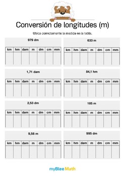Conversión de longitudes 2 - Ubica correctamente le medida en la tabla