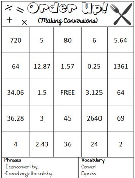 Preview of Conversion BINGO Activity