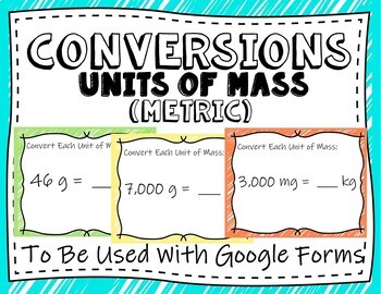 Preview of Conversions: Metric Units of Mass - (Google Forms and Distant Learning)