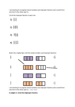 Preview of Convert Between Improper Fractions and Mixed Numbers Worksheets