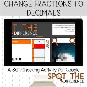 Preview of Convert - Change - Fractions to Decimals Self-Checking Digital Halloween