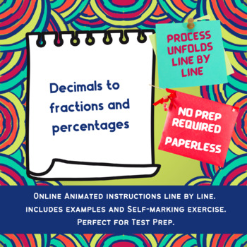 Preview of Convert Decimals to Fractions and Percentages - Distance Learning and Homeschool