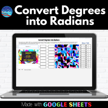 Preview of Convert Degrees Into Radians Digital Picture Unscramble using Google Sheets
