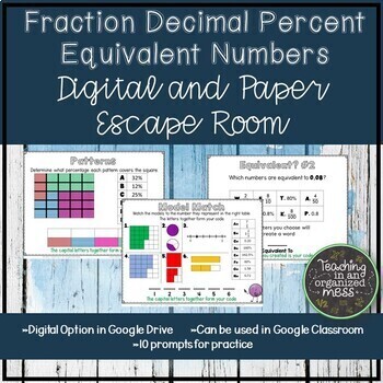 Preview of Convert Fraction Decimal Percent Escape Room-Digital & Paper|Distance Learning