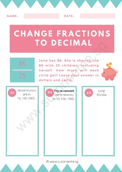 Preview of 3rd-6th Grade: Convert Fractions to Decimal (Singapore Math) #Big Picture View