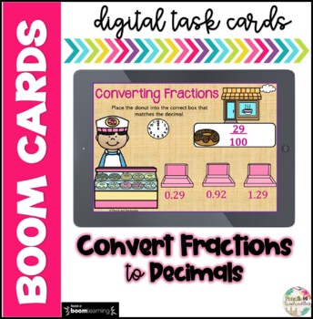 Preview of Convert Fractions to Decimals| Boom Cards| Distance Learning