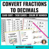 Convert Fractions to Decimals - Card Sort, Task Cards and 