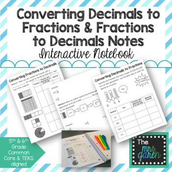 Preview of Converting Fractions to Decimals and Decimals to Fractions Notes