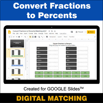 Preview of Convert Fractions to Percents - Google Slides - Distance Learning - Matching