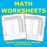 Convert Fractions to Percent Riddle Code Worksheet