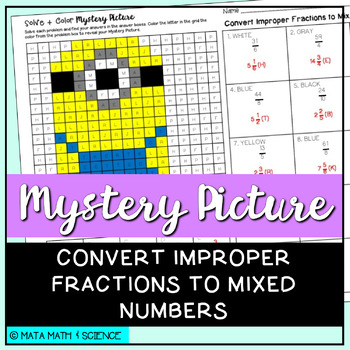Preview of Convert Improper Fractions to Mixed Numbers: Math Mystery Picture