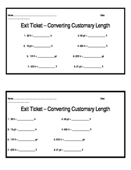 Preview of Convert Measurement Exit Tickets