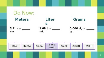 Preview of Convert Metric Units of Measure Lesson/Notes