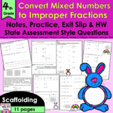 Convert Mixed Numbers to Improper Fractions: notes, CCLS p
