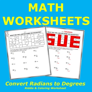 Preview of Convert Radians to Degrees Riddle & Coloring Worksheet