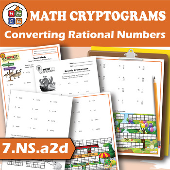 Preview of Convert Rational Numbers | Cryptogram Puzzles | 7th Grade Math | Prealgebra