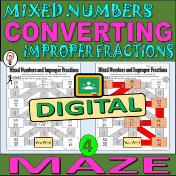 Preview of Convert between Mixed Numbers and Improper Fractions - DIGITAL mazes 