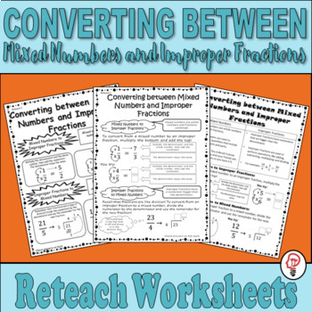 Preview of Convert between Mixed Numbers and Improper Fractions - Reteach Worksheets (3)