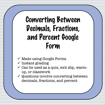 Preview of Converting Between Decimals, Fractions, and Percent Google Form