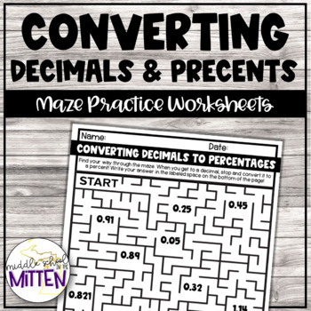 Preview of Converting Between Decimals and Percents Printable Maze Worksheets