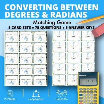 Preview of Converting Between Degrees and Radians Matching Games