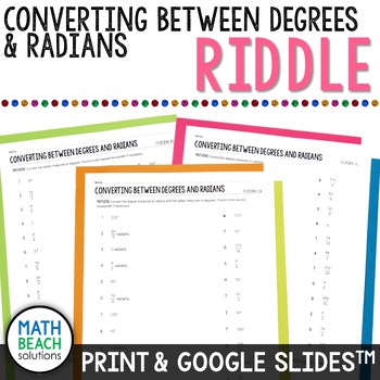 Preview of Converting Between Degrees and Radians Riddle Activity