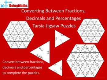Preview of Converting Between Fractions, Decimals and Percentages Match-Up Jigsaw Puzzles