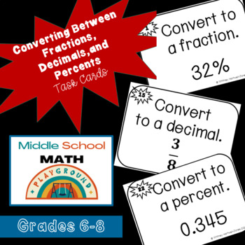 Preview of Converting Between Fractions, Decimals, and Percents Task Cards