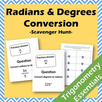 Preview of Converting Between Radians and Degrees Scavenger Hunt (CCSS.HSF.TF.A)